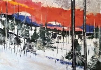 abstract landscape of a snowy woods by John Chehak