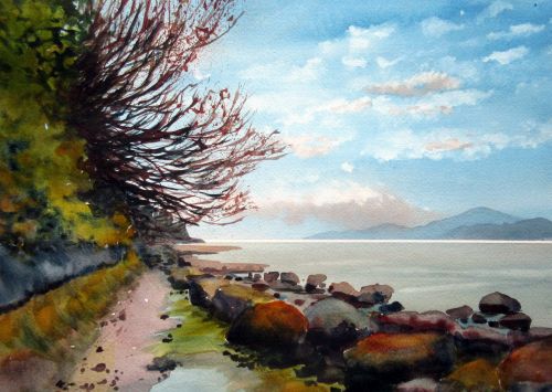 watercolor landscape of Point Grey, Vancouver by Enda Bardell