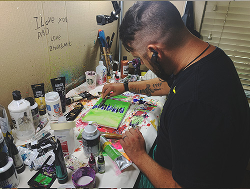 Artist Preston Zeller at work