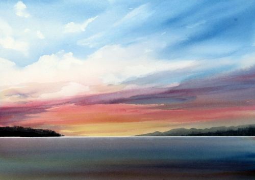 watercolor of English Bay, Vancouver by Enda Bardell