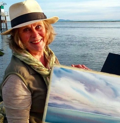 Artist Enda Bardell painting on location