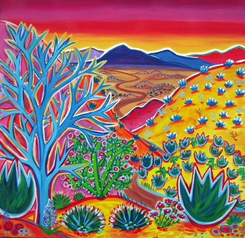 landscape painting of Madrid, NM by Rachel Houseman