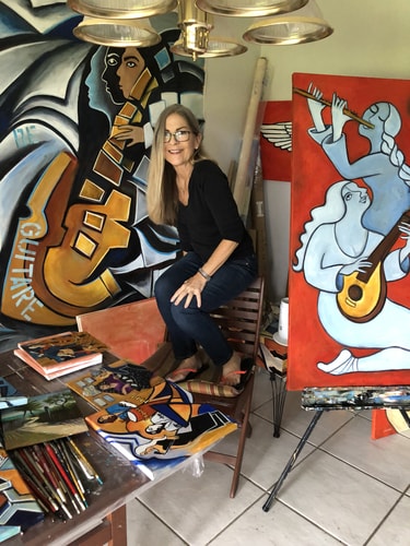 Artist Valerie Vescovi in her studio