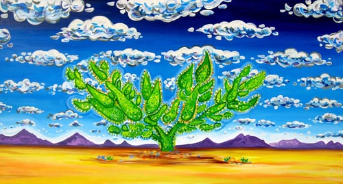 landscape painting of a cactus in Cave Creek, AZ, by Rachel Houseman