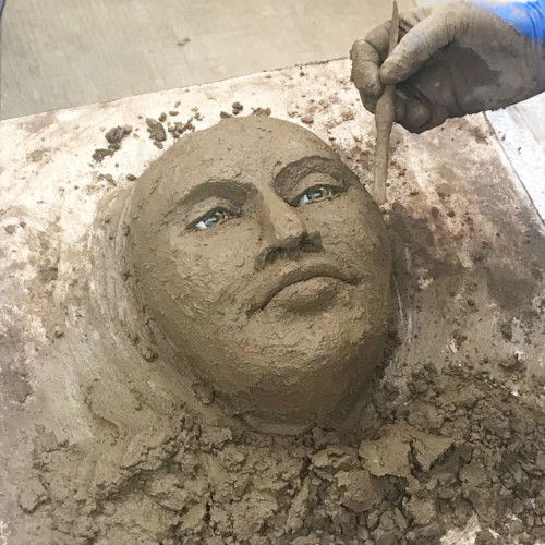 Concrete sculpting in progress