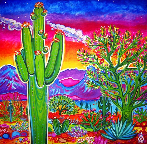 landscape painting of Thompson Peak in Scottsdale, AZ, at sunset by Rachel Houseman