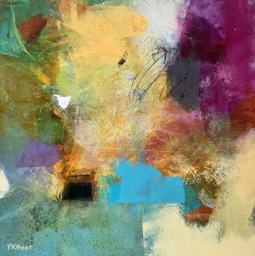 abstract oil and cold wax painting by Pamela Beer