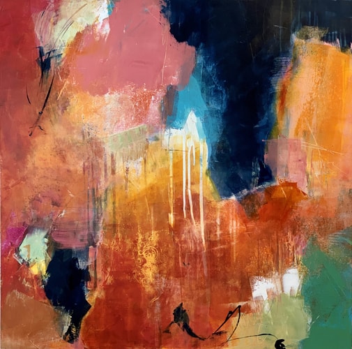 abstract oil and cold wax painting by Pamela Beer
