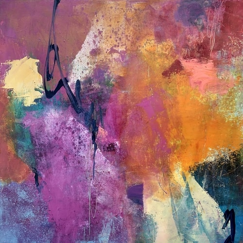 abstract oil and cold wax painting by Pamela Beer