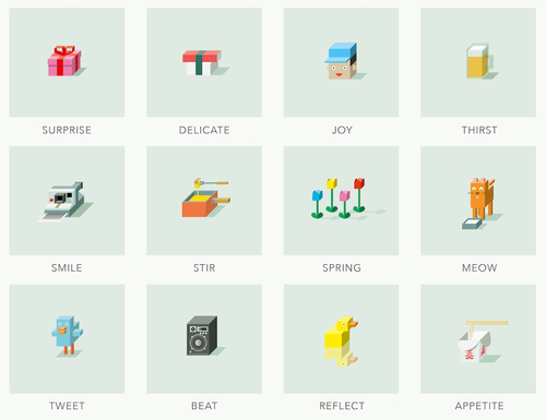 assortment of abstract digital graphic icons by Stephen Prior