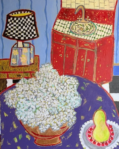 Naive painting of an interior by Judy Goolsby