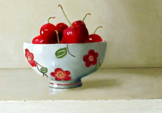 pastel of cherries in a Chinese bowl by Diane Rudnick Mann