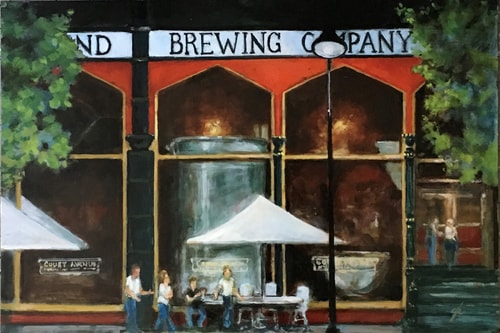 painting of a brew pub by Gary Hoff