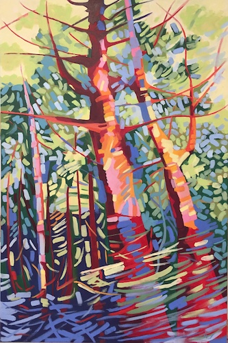 contemporary impressionistic wooded landscape painting by Marcia Wise