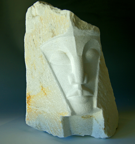 carved marble bust of an African king by Jean-Frederic Batasse