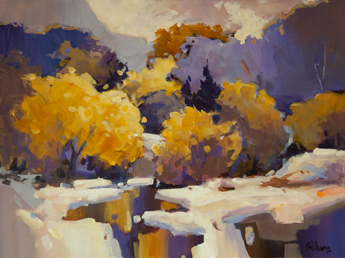 contemporary landscape painting of a winter scene by Sharon Lynn Williams