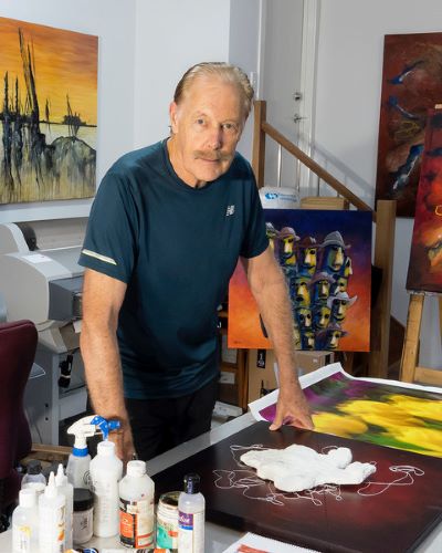 Artist Bruce Peebles in his studio