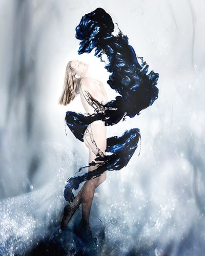photo art of a woman and a dark amorphous figure by Jennifer Gleason