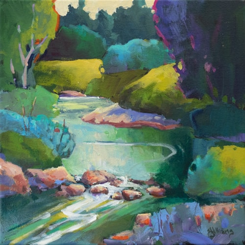contemporary landscape of a peaceful stream by Sharon Lynn Williams