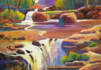 contemporary landscape painting of a waterfall by Sharon Lynn Williams