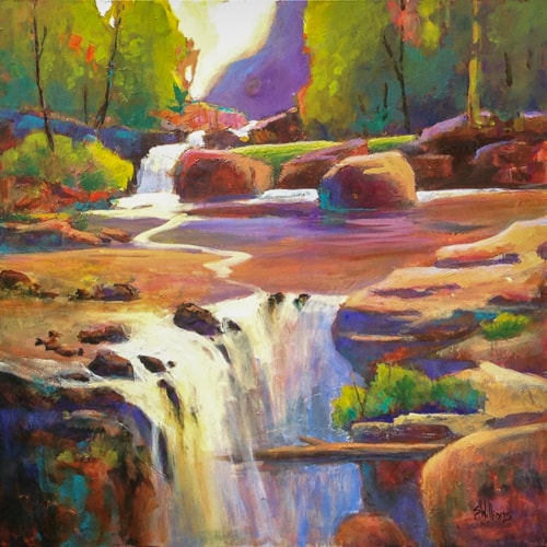 contemporary landscape painting of a waterfall by Sharon Lynn Williams