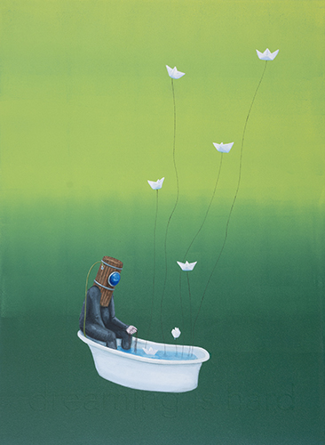 painting of a figure in a bathtub by Joshua Chambers