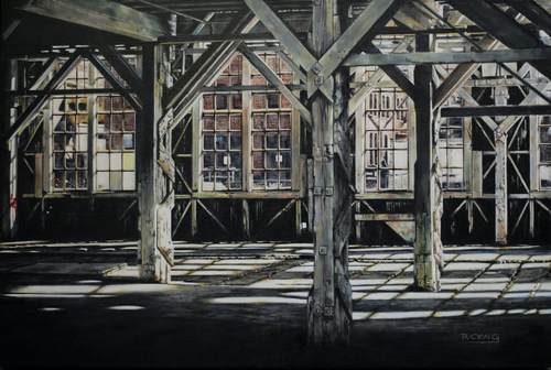 painting of the interior of a building