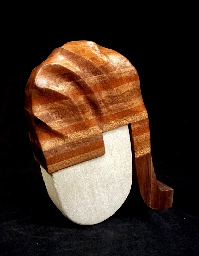 abstract stone and wood sculpture by William Kolok