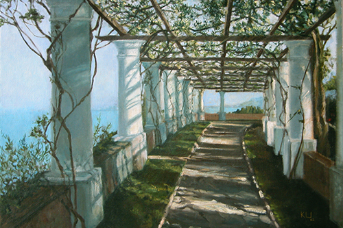 painting of a portico at Ana Capri by Krista Lee Johnson