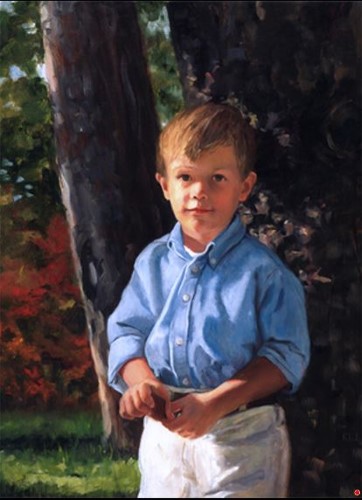 painted portrait of Carter, a young boy, by Krista Lee Johnson