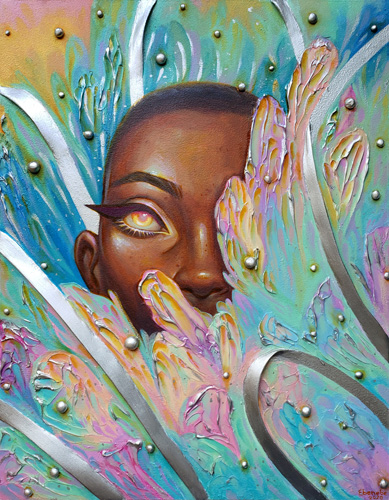 acrylic portrait of a black woman by Ejiwa Ebenebe