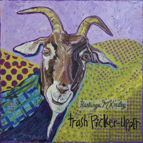 painted portrait of a goat by Yvonne Gaudet