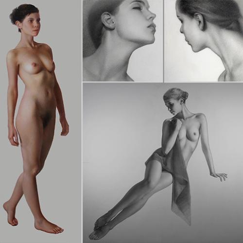 composite of several figurative artworks by Lisa Rickard