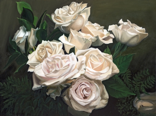 painting of white roses by Paola Luther