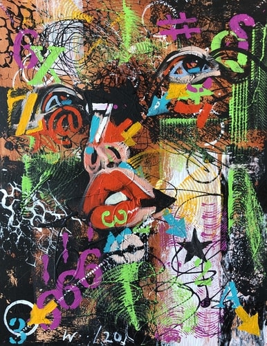 abstract mixed media portrait by Darin Wood