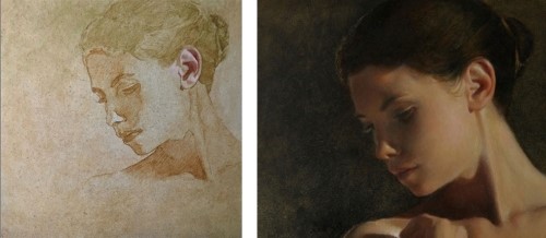 sketch and study of a portrait of Callisto by Lisa Rickard