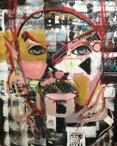 abstract mixed media portrait by Darin Wood