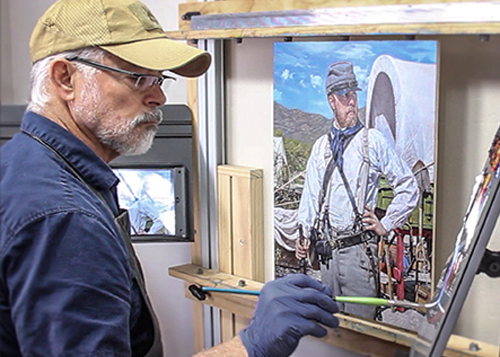 Artist Francisco Rodriguez in his studio