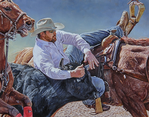 painting of a working cowboy by Francisco Rodriguez