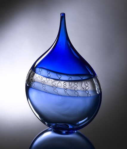 blue tear drop vase by Jake Pfeifer