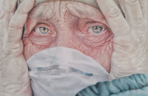 colored pencil portrait of an elderly woman by Lesley Martyn