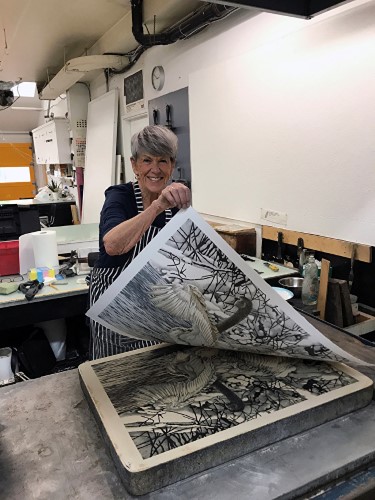 Artist Elisabeth Sommerville at work in her studio