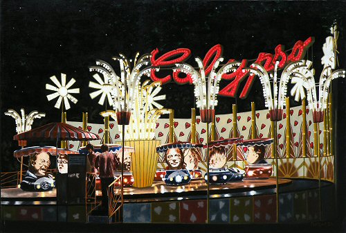 surrealistic painting of the Calypso amusement park ride by Dave Martsolf