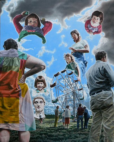 allegorical surrealistic painting featuring a ferris wheel by Dave Martsolf