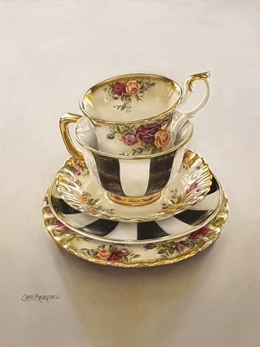 pastel of tea cups by Christine Broersen