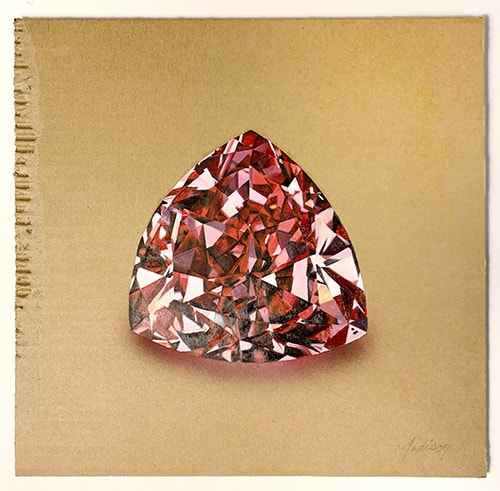 painting of a red gem on cardboard by Sherri Madison