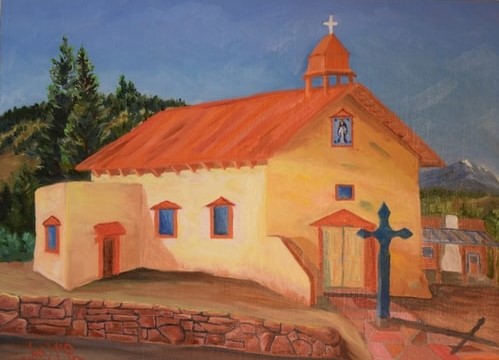Painting of the Nuestra Senora Chapel at Canoncito by Jack McGowan