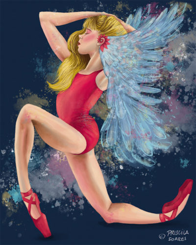 Painting of a deaf ballerina by Priscila Soares