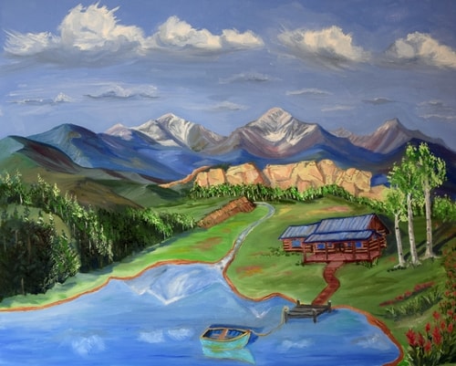 painting of a lake and mountains by Jack McGowan