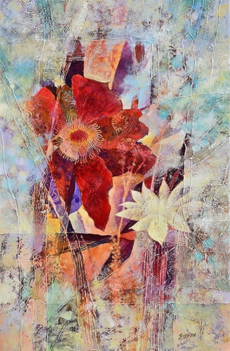 mixed media painting of flowers by Stan Sisson